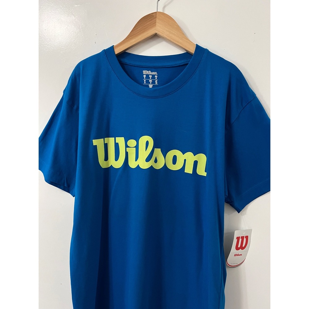 Wilson Womens Blue Cotton Short Sleeve T Shirt Size S Script Logo - Picture 3 of 7
